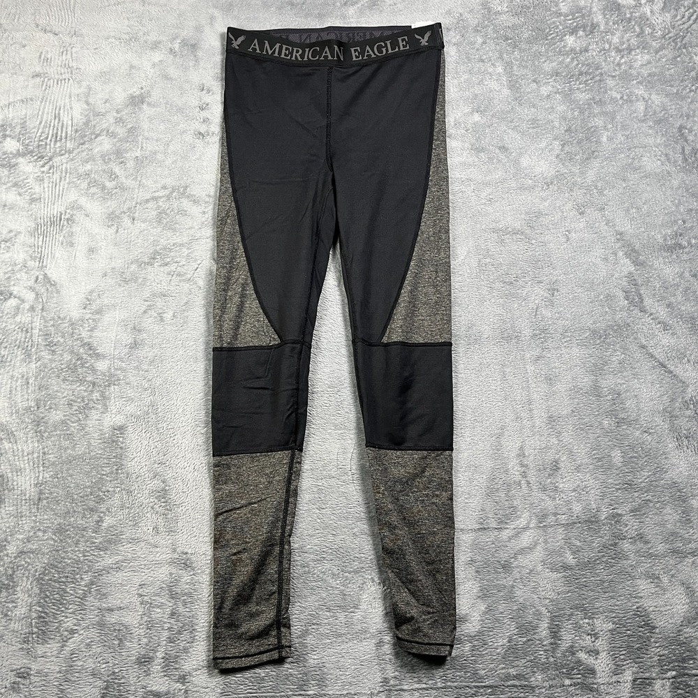 American Eagle Outfitters Leggings Womens Small Black Gray High Rise Regular Fit